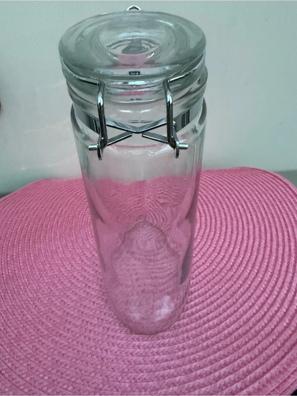Clear Glass Airtight Storage Jar with Metal Clamp Lid Oblong Oval